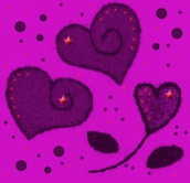 Сердечки фиолетовые на розовом