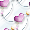 Фиолетовые сердечки с шариками на белом