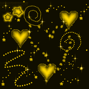 Сердечки на черном фоне желтые