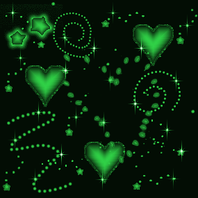 Сердечки на черном фоне зеленые