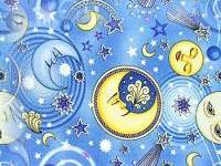 Месяц, луна, звезды на голубом