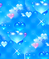 разноцветнве сердечки на голубом
