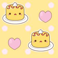 Пироженое и сердечки на желтом