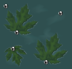 Листья с каплями на зеленом фоне
