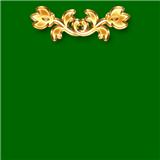 Зеленый фон с золотым украшением в виде цветов сверху