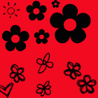 Красный фон с черными цветами