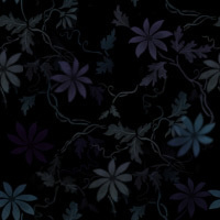 Фиолетовые и голубые цветы на черном