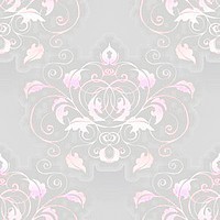 Бело-розовый цветочный оргнамент на сером