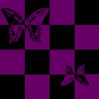 Фиолетовые бабочки на клетчатом фиолетовом фоне