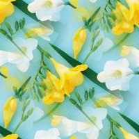 БШ Бело-желтые цветы на голубом