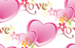 Розовые сердечки с надписью Любовь