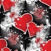 Валентинка с красными сердечками на черном