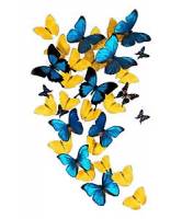 Стайка голубых и желтых бабочек