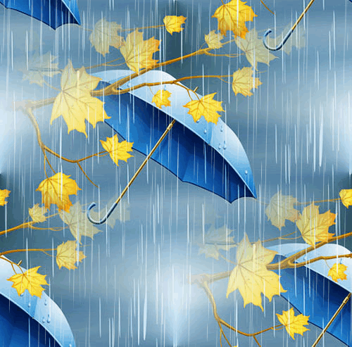 Дождь. Голубые зонтики